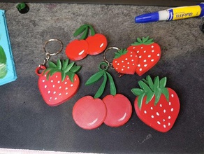strawberry cherry keyrings hairclips 3d print model - Mito3D