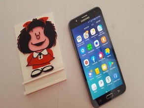 soporte celular de mafalda el teléfono en iphone portacelular quino smartphone pie 3d print model - Mito3D
