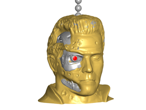 t800 damaged terminator pull ball chain keychain knob handle fob finials keyring string 3d print model - Mito3D