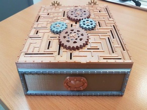 steampunk laberinto cuadro la caja misteriosa de puzzle rompecabezas engranajes 3d print model - Mito3D