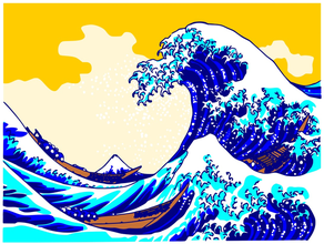 la grande vague de kanagawa, l'ukiyo-e gravures sur bois loisirs 100 vues 2d art Modèle 3d L'imprimante L'impression culture le bricolage fuji hokusai katsushika japonais japonaise kanagawa mont d'impression les réplique traditionnel l'art 3d print model - Mito3D