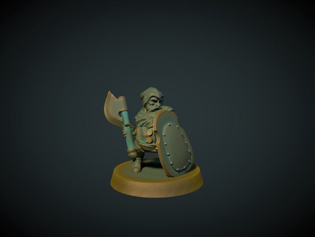 enano axeman 28mm sin los apoyos necesarios no molestar de la fantasía warhammer 3D print model - Mito3D