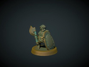 dwarf axeman 28mm no supports needed dnd fantasy warhammer 3d print model - Mito3D