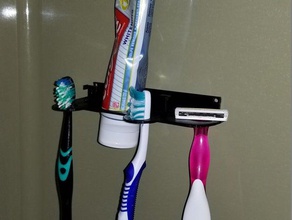 shower wall caddy bathroom holder razor toothbrush toothpaste hook mount 3d print model - Mito3D