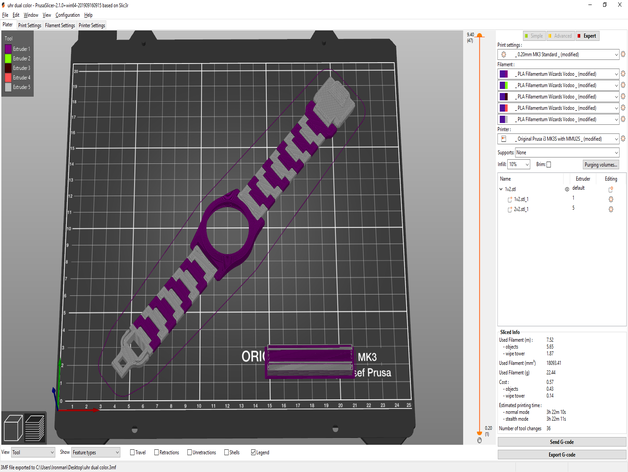 Stampato in 3d orologio - 190mm doppio colore guarda 3D print model - Mito3D