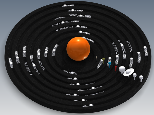 solar system orrery Zahnräder solar-system 3D print model - Mito3D