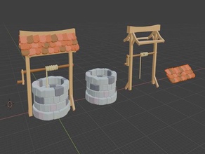 well low poly boardgame dnd medieval miniature miniatures props town village wishing 3d print model - Mito3D