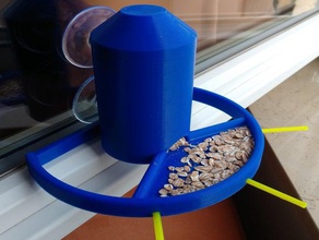 window mounted bird feeder birdfeeder suction cup mount 3d print model - Mito3D