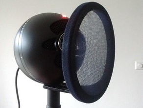 simply pop filter blue snowball microphone single part 3d print model - Mito3D