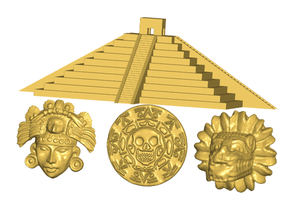 azteca colección refrigerador pizarra imanes de la moneda imán nevera el del magnética 3d print model - Mito3D