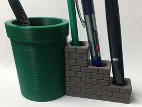 warp pipe pen holder 3d print model - Mito3D