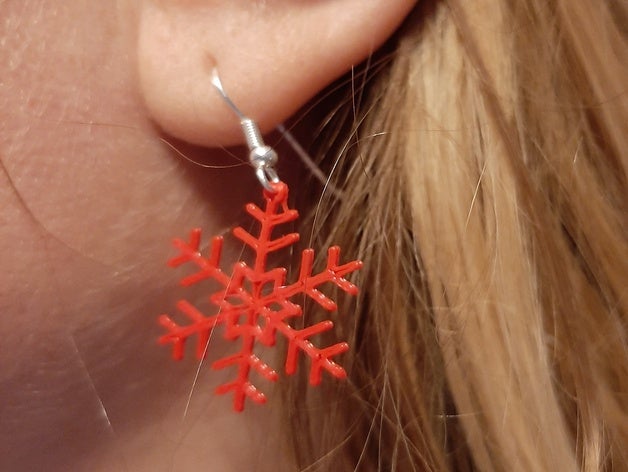 boucles d'oreilles flocon de neige d oreille pendientes copo nieve doreilles des 3D print model - Mito3D