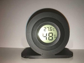 mini display lcd rodada higrómetro digital termômetro de suporte titular hidrômetro stand 3d print model - Mito3D