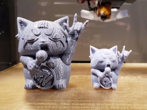 sorte aggretsuko animais a figura do gato manekineko manekinekocat maneki neko mascote panda raiva vermelho estátua acenando 3d print model - Mito3D