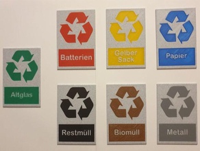 reciclagem symbole f r abfallbeh ltro Logo em 3d abfallbehlter logotipo pictograma a o símbolo lixo 3d print model - Mito3D