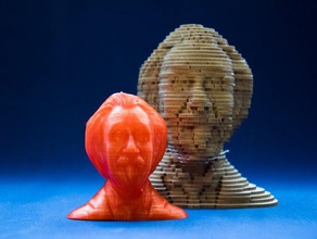 become einstein one step time sliced puzzle 3d albert laser lasercut layer sculpture slice slicer slicing 3d print model - Mito3D