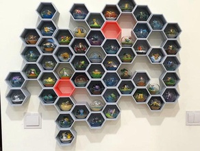 modular hexagonal wall shelf re-ment pokemon terrariums 3d print model - Mito3D