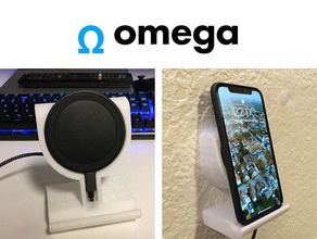 omega - carga inalámbrica monte almohadilla de escritorio desk-soporte deskstand iphone 11 8 x xs el qi montaje en pared pfahli cargador wireless inalámbrico la 3d print model - Mito3D