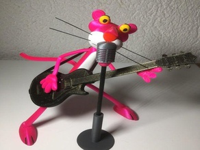 guitarra personalizada panther elétrica violão microfone pantera cor de rosa 3d print model - Mito3D