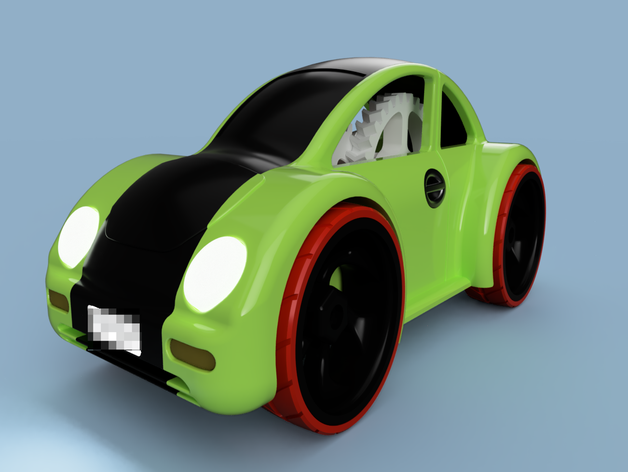 gzumwalt modo duplo windup carro remix de harringbone mudanças mecânico brinquedos new beetle pla motor primavera mola do brinquedo 3D print model - Mito3D