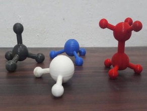 estrutura molecular nh3 h2o ch4 c2h6 3dmodel química educação de aprendizagem modelo 3d print model - Mito3D