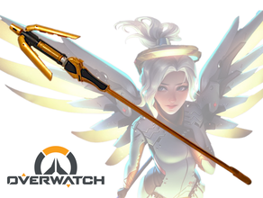 mercy's caduceus staff w game accurate handle & easy printing angela zeigler blizzard overwatch cosplay prop mercy 3d print model - Mito3D