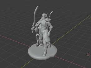 elf ranger + curved sword can printed separately dnd mini miniature 3d print model - Mito3D