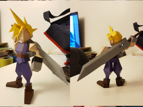 posed cloud low poly final fantasy 7 ff7 vii strife 3d print model - Mito3D