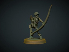 skeleton archer 28mm no supports needed bowman death dnd fantasy miniature rpg undead warhammer 3d print model - Mito3D