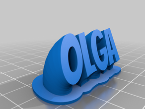olga name plate customized 3d print model - Mito3D