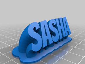 sasha name plate customized 3d print model - Mito3D