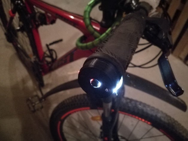 manubrio, luci bicicleta bicicletta moto il fai da te tappo finale manubrio led luce a 3D print model - Mito3D