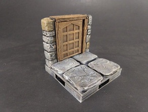 openforge 20 dungeon stone square doors dnd tiles miniatures openforge2 pathfinder rpg tabletop terrain tile 3d print model - Mito3D