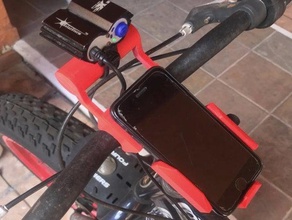 telefone do suporte da lâmpada bicicleta moto mãos-livres titular led móveis móvel de mountainbike smartphone stand 3d print model - Mito3D