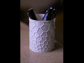 voronoi cup - vase mode capable lamp math art pencil holder 3d print model - Mito3D