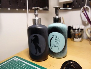 soap dispenser stencil body wash ekoln horse ikea paint shampoo svg 3d print model - Mito3D