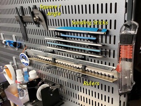 elfa utility board hooks-brackets bracket closetmaid organizer pegboard clip hook rubbermaid ruler storage tool holder 3d print model - Mito3D