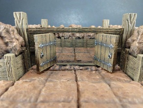 openforge 20 mines release 3 wooden doors dnd tiles dungeon miniatures openforge2 openforge20 pathfinder rpg stone tabletop terrain tile 3d print model - Mito3D