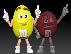 de m&m's jaune chocolat m&m 3d print model - Mito3D