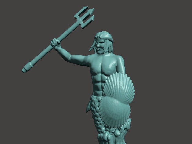 28mm tritão em miniatura 25mm 30mm 32mm mergulhador dnd a figura figuras peixe sereia mini miniaturas oceon do mar trident sob 3D print model - Mito3D