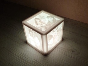 lithophane cube decoration gift home decor lamp led light lithophanes stand nightlight night perfect photo photography romantic 3d print model - Mito3D