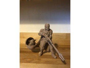 mandalorian baby yoda star wars statue 3d print model - Mito3D