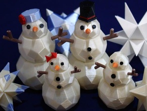 boneco de neve com a família natal geometria poliedros poliedro inverno 3d print model - Mito3D