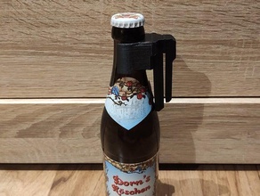 beer bottle belt clip - secure 330ml 500ml festival free hands glass holder party useful 3d print model - Mito3D