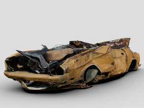 1 64 crushed classic mustang car gaslands wargames 3d print model - Mito3D