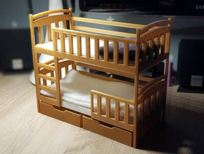bunk bed two drawers dolls doll drawer 3d print model - Mito3D