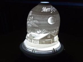 lithophane bell holiday scene 3d print model - Mito3D
