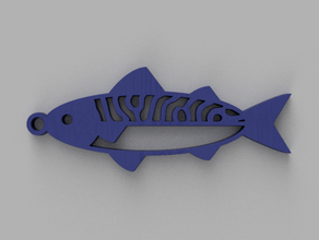 mackerel keychain fish math art reaction diffusion 3d print model - Mito3D