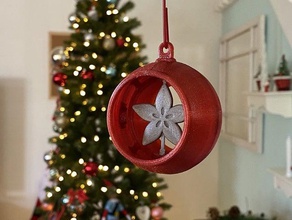 snap fit ornament spinner inserts bobble christmas decoration fidget snapfit snowflake xmas 3d print model - Mito3D