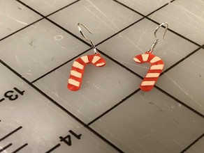 candycane earrings candy cane christmas gift holiday multicolor xmas 3d print model - Mito3D